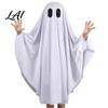 Halloween Fancy Dress Ghost Costume for Kids Adults Cosplay Dress Adult Cloak Spooky White Cape with Black Eye Holes Easy Wear Suit