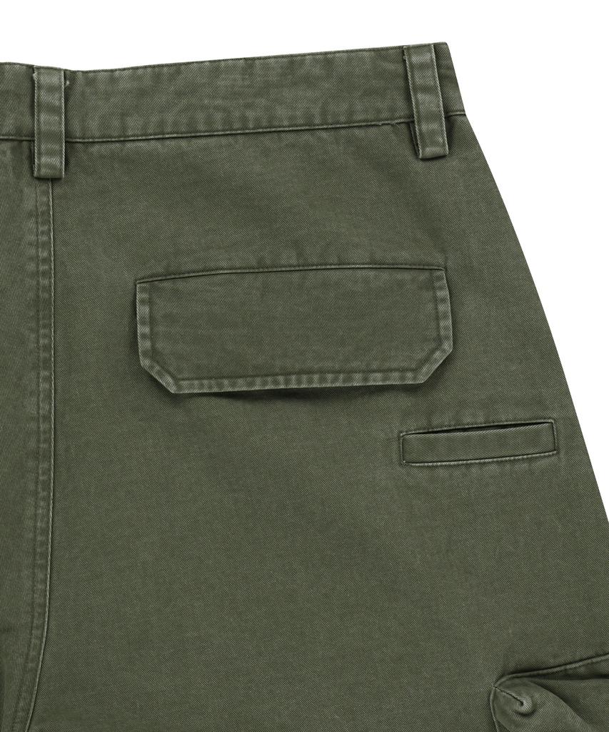 SLOWACID Bermuda Cargo Dyed Cotton Shorts [Khaki]