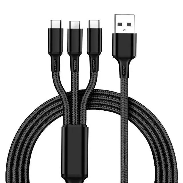 3 в 1 2.4A зарядный кабель для iPhone Xiaomi Poco Micro USB Type C зарядный кабель многопортовый несколько USB-провод для зарядки