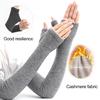 1 Pair Fall Winter Gloves Fingerless Knitted High Elasticity Touchscreen Non-slip Elbow-Length Arm Warmers Arm