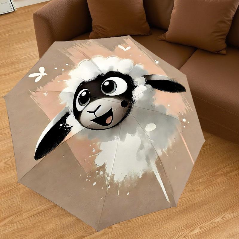 1PC sheep flower Automatic Open/Close Umbrella with Windproof, 8-Rib Sturdy Canopy, Durable Ribs, Fashionable Design1328A