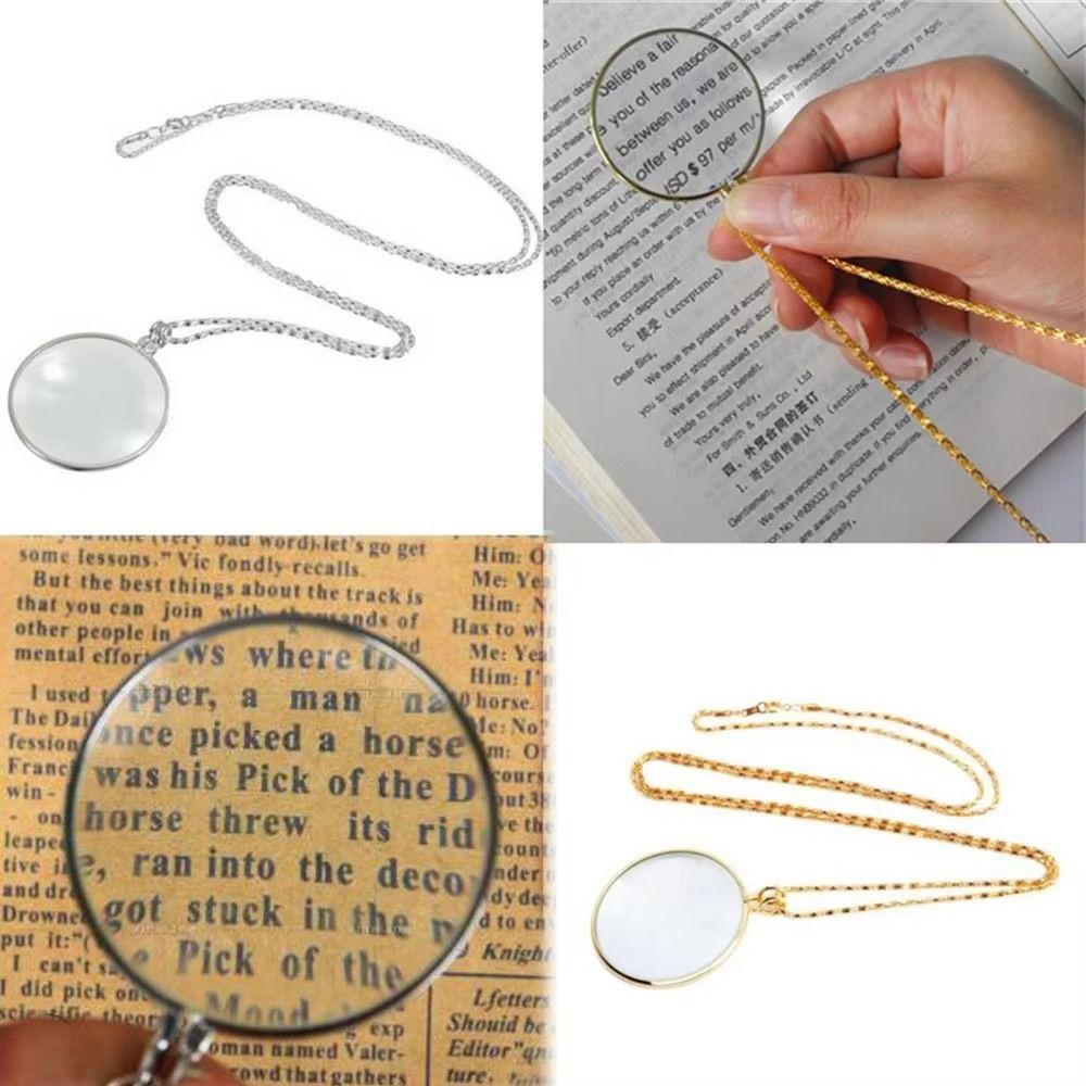 Gift Necklace Magnifying Glass 5x Portable Monocle Durable Magnifier Pendant Elderly