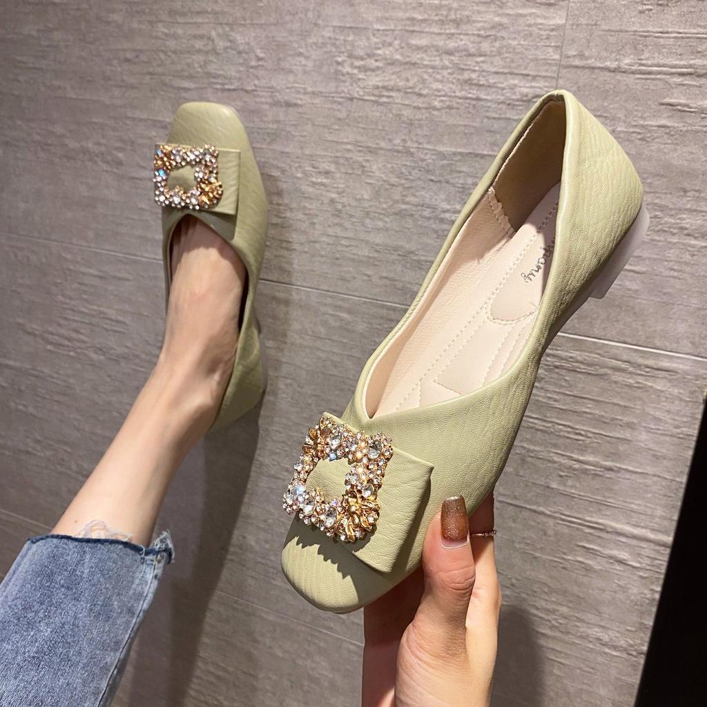 Женские туфли на плоской подошве с квадратным носком и стразами для женщин. Мокасины с бриллиантами. Элегантные вечерние каникулы по акции. Весна, EL