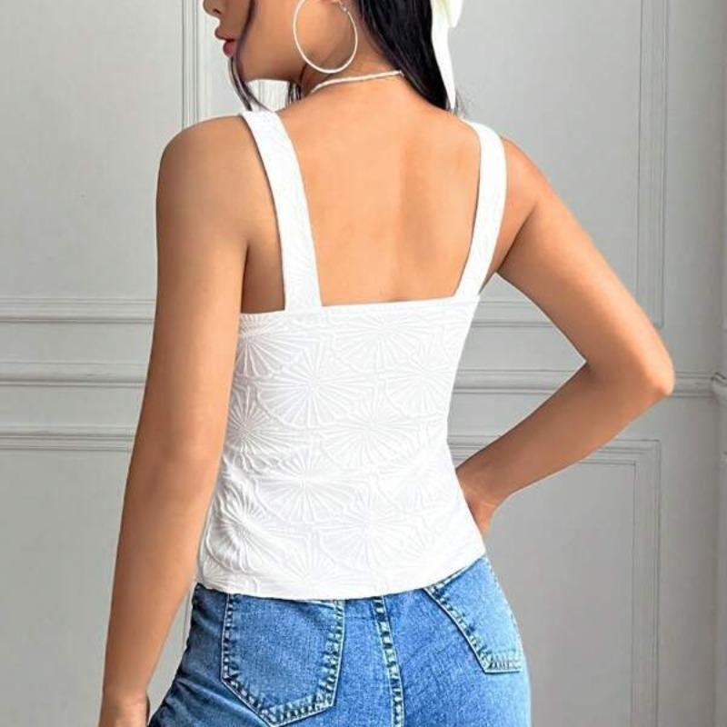 Женский весенне-летний новый однотонный жаккардовый тонкий модный сексуальный жилет-камисоль