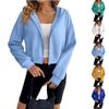 Fashion Ladies Short Zipper Hooded Casual Ladies Sweatshirt Cardigan Hooded Sweatshirt