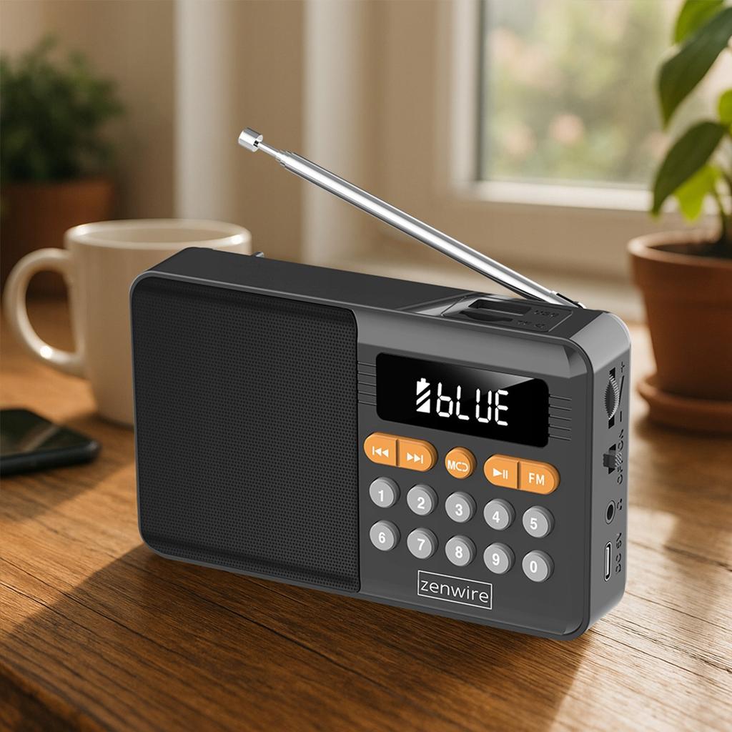 Mini Radio Fm Bluetooth Przenośne Na Baterie Kuchenne Głośnik Bezprzewodowy