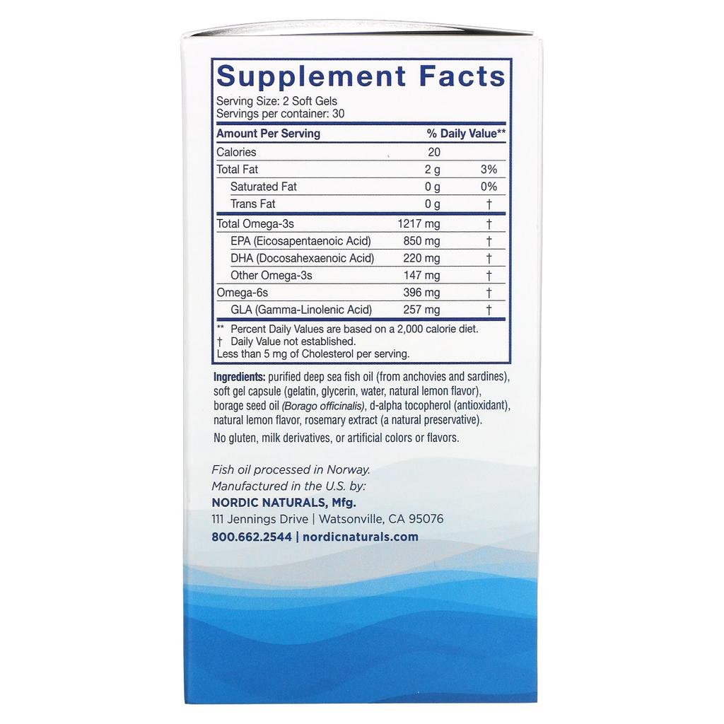 Nordic Naturals, Nordic Beauty, Omega3 + Borage Oil, 60 Softgels