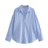 Spring Autumn Women's Striped Collar Shirts Long Sleeve Button-up Loose Female Blouses Tops