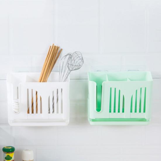 Home Chopsticks Storage Rack Cage Wall-mounted Drain Spoon Fork Knife Holder