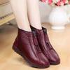 Winter Women Ankle Boots Fashion Warm Mother's Boots Flat-Bottom Comfortable Non Slip Front Zipper Closure Female Footwear2024