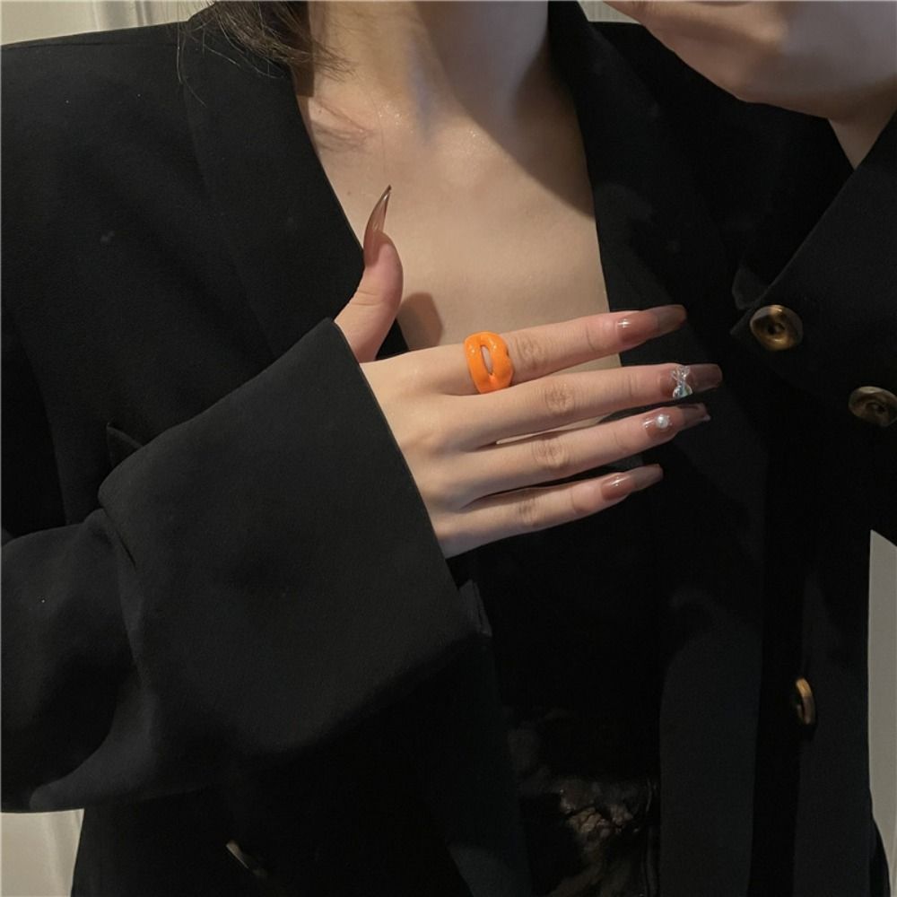 Drip Glazed Finger Ring Metal Jewelry Accessories Sweet Geometric Lips Ring Party