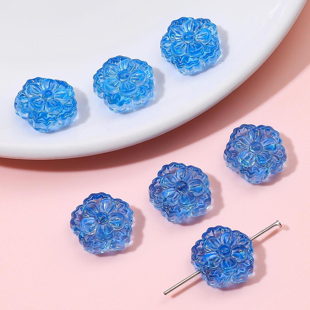 Разноцветные стеклянные бусины в форме близнецов в форме цветка 15 мм 10 шт. Для изготовления украшений DIY браслет ожерелье