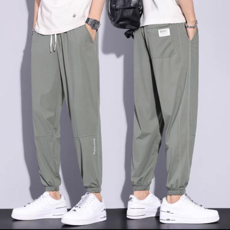 Ледяной шелк спортивные штаны лето тонкие новые мужские молодежные свободные леггинсы кондиционированные спортивные штаны