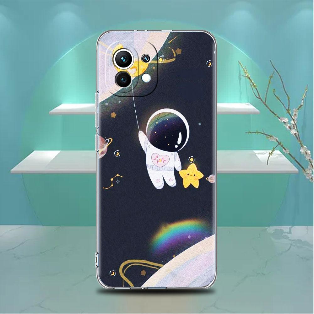 Прозрачный чехол Astronaut Universe для Xiaomi Mi Poco X3 NFC M3 Pro F3 F1 11 Lite 12 Note 10 11T 9T