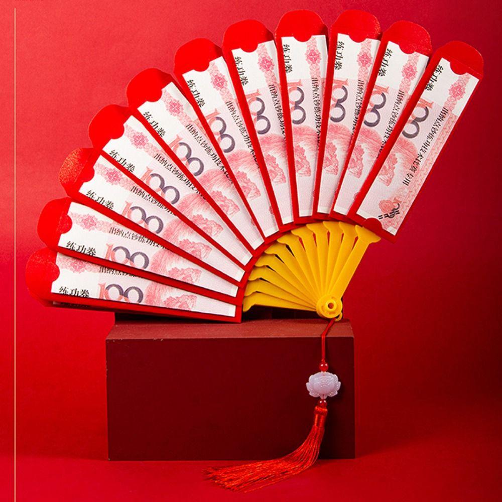 Blessing Fan Shape Red Pockets Traditional Snak Year Red Envelope  Spring Festival