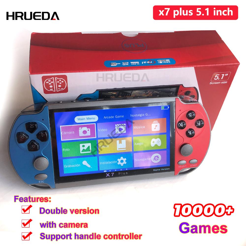X7 Plus 5 1 Inch Double Version Handheld Game Console High-definition Screen Handheld Portable Audio And Video Player 10000+game