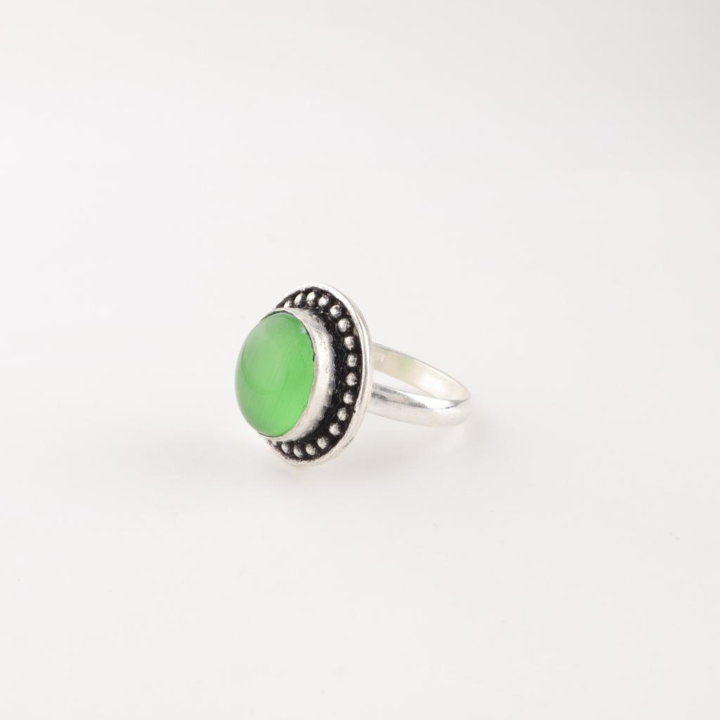 Green Cat's Eye Gemstone 925 Sterling Silver Jewelry Handmade Bridesmaid Ring RR-62-44