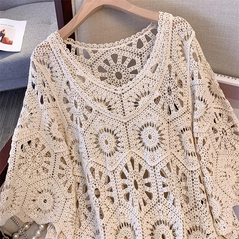 DIMANAF 2024 Новое летнее женское длинное трикотажное платье с рукавами Базовые кружевные платья Повседневные свободные белые