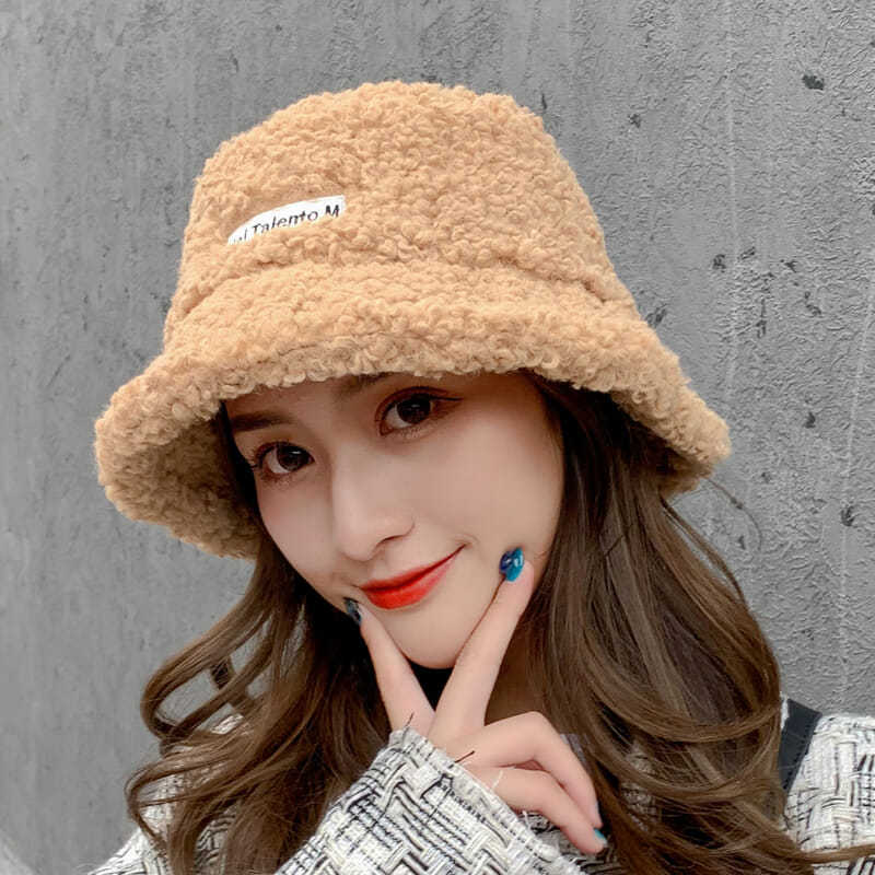 Faux Fur Winter Bucket Hat Women Korean Thickened Warm Wool Hats Bob LADY Panama Outdoor Hiking Fisherman Hat