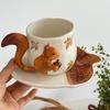 Креативный набор из 3D-белки с блюдцем для кофейной чашки, Высокоэстетичная ручная лепка, Керамическая кружка в виде кленового листа, Фотодекор, Праздничный подарок, Чашка для чая
