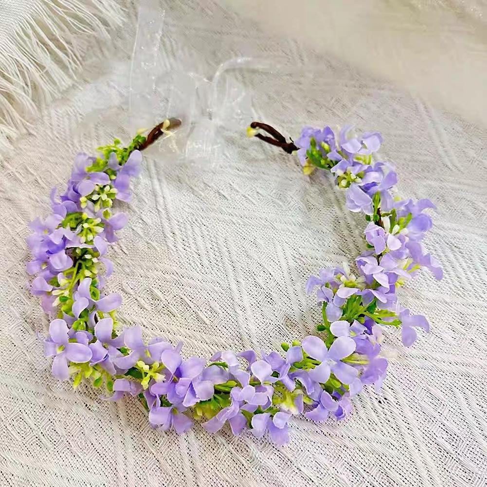 Pastoral style Rapeseed Flower Wreath Headband Beautiful Floral Kids Sweet Resin Flower Hair Accessories
