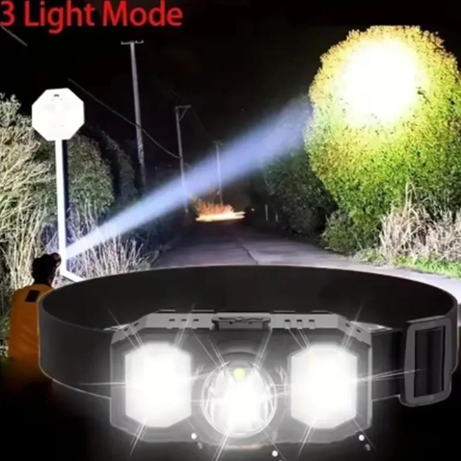Super Bright LED Headlamp Rechargeable COB Mini Head-mounted Lighting Lamp for Camping Hiking Fishing Flashlight Mining Lamp