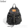 Large-capacity Double-shoulder Backpack, Washable Denim, Retro Niche Design Women's Bag