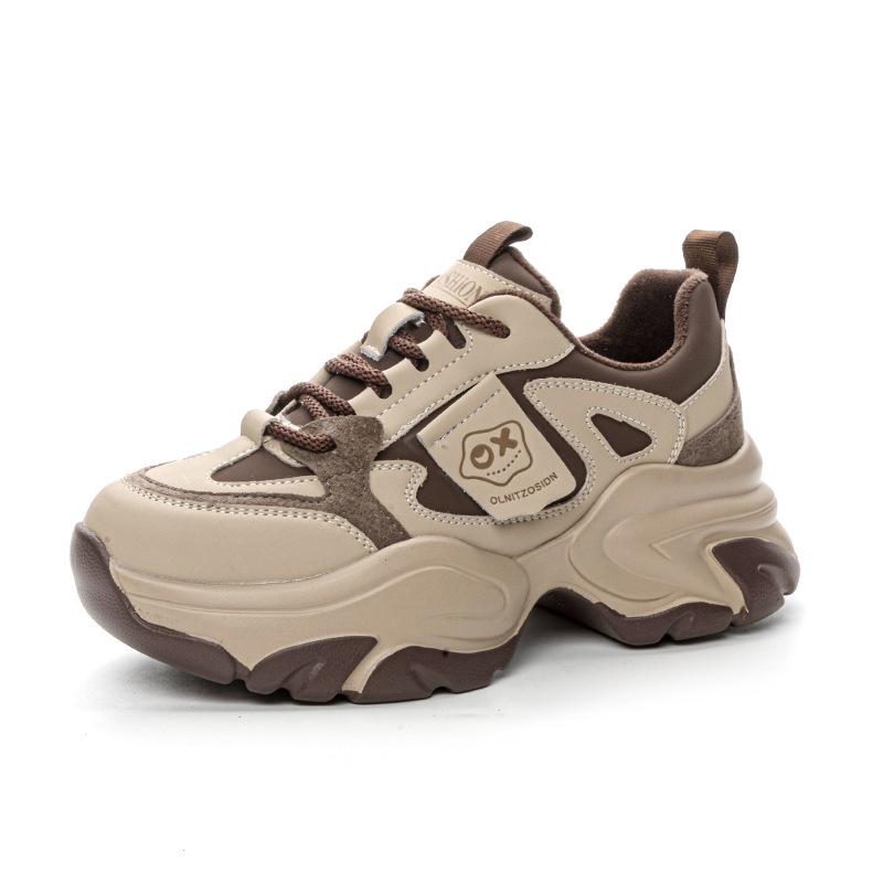 Модные женские туфли для пап из натуральной кожи на толстой подошве 2024 года — модный и спортивный универсальный стиль