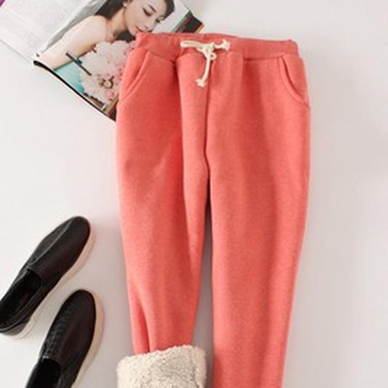 Женские спортивные штаны с флисовой подкладкой, теплые утепленные зимние брюки для бега, женские повседневные шаровары на шнурке