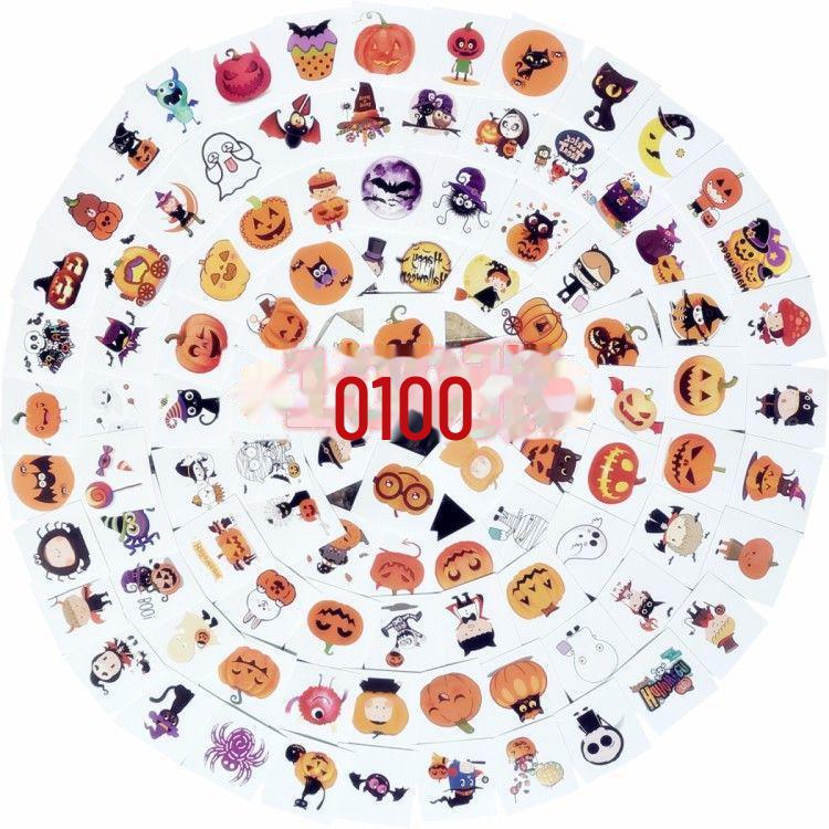Детские наклейки-татуировки с героями мультфильмов на Хэллоуин — милые тыквы, привидения, черепа, водонепроницаемые и прочные