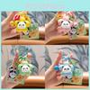 Adorable Cartoon Flower Panda Keychain Charm Cute Pvc Key Ring For Cars And Bags