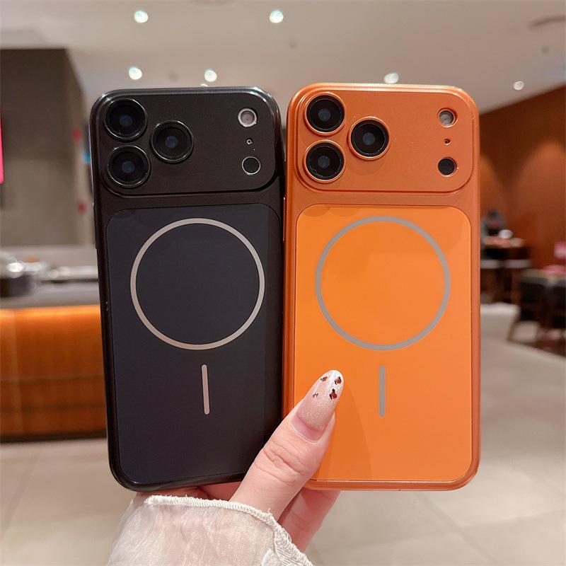 Матовый магнитный чехол для iPhone 17 Pro Max, противоударный, с большим прозрачным окном