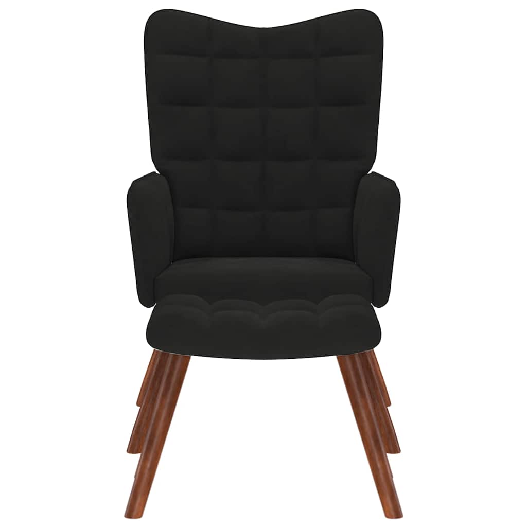 Relax Chair with Footstool Black Velvet
