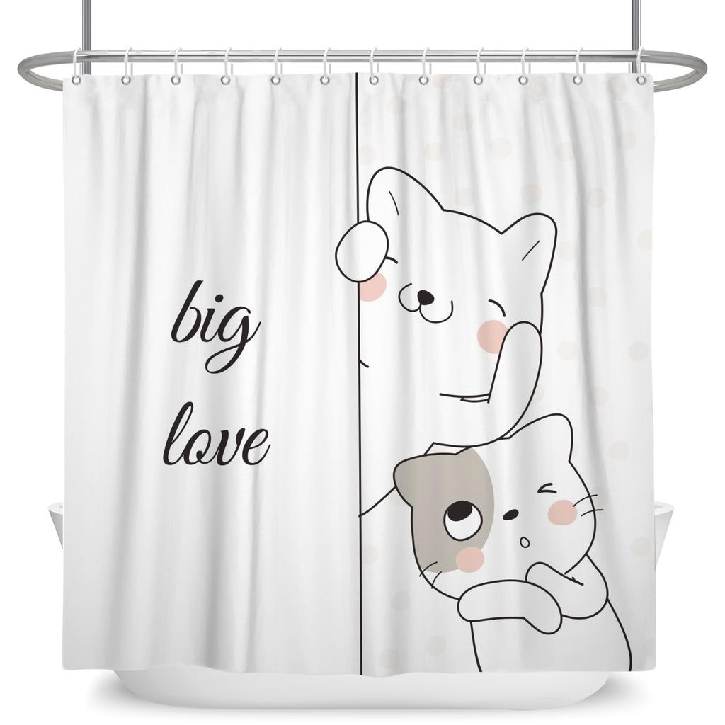Забавная шторка для душа с котами, мультяшные милые коты, собака, детская шторка для душа для ванной, водонепроницаемый полиэстер, домашний декор, шторки для душа
