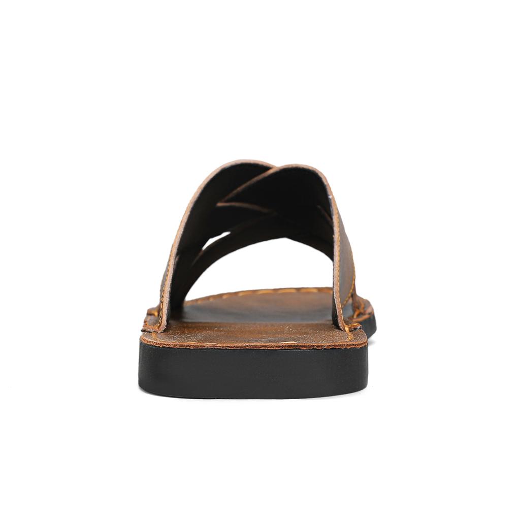 Summer Men High Quality Comfortable Non Slip Leather Slippers Casual Simple Open Toe Mules Sandals for Outdoor Walking Beach Home Daily Use