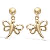 [N6909] - Gold Plated Earrings 'Dragonflies' Golden - 15x10 Mm