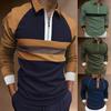 Men's Sweatshirt Fashion Men's Zip Stitching Lapel T-shirt Long-sleeved Polo Shirt Tops