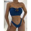 Сексуальный бикини с лямкой на шее и U-образным вырезом без бретелек, женский купальник, женский купальник, комплект бикини из двух частей, купальный костюм для плавания