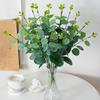 10Pcs Artificial Eucalyptus Leaves Branch with Stem Realistic Reusable Faux Green Plants Greenery Home Table Centerpiece Decoration Photo Props