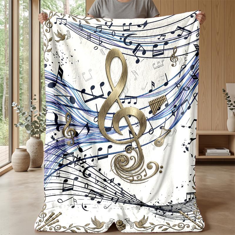 Music Notes Harmony 2 Theme blanket Lightweight Warm Flannel Blanket Decorative Throw Blanket for Home Decoration