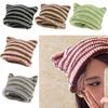 Cat Ears Women's Hats Autumn Winter Striped Japanese Beanie Hat Knitted Wool Cap Ins Little Devil
