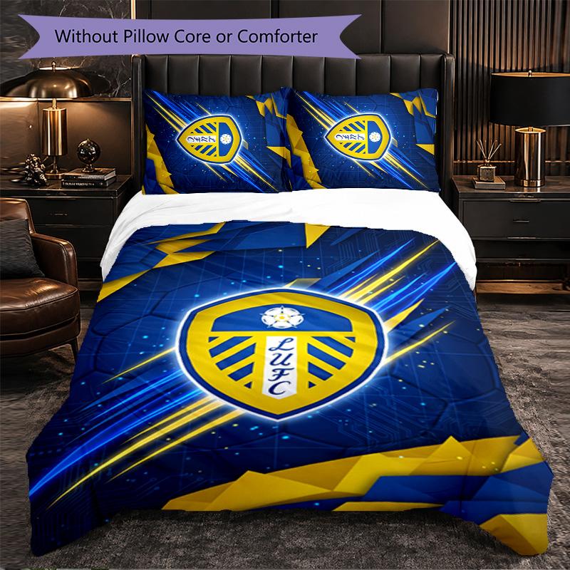 Футбольный комплект постельного белья Leeds United из 3 предметов Мягкий пододеяльник с наволочками Набивной комплект для декора спальни для дома