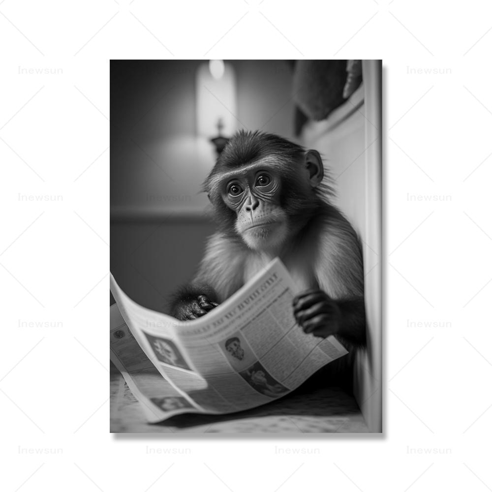 Забавные художественные принты для ванной комнаты, джунгли, животные, туалет, юмор, черный, белый цвет, сафари, животные, холст, картина, фотографии для ванной комнаты, домашний декор