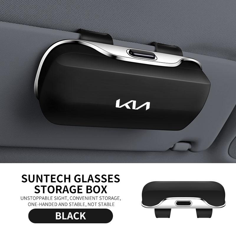 Car Visor Glasses Case ABS Flocking Sunglasses Holder Organizer Clip for Kia Sportage Sorento K5 K3 Seltos Rio Carnival Ceed etc