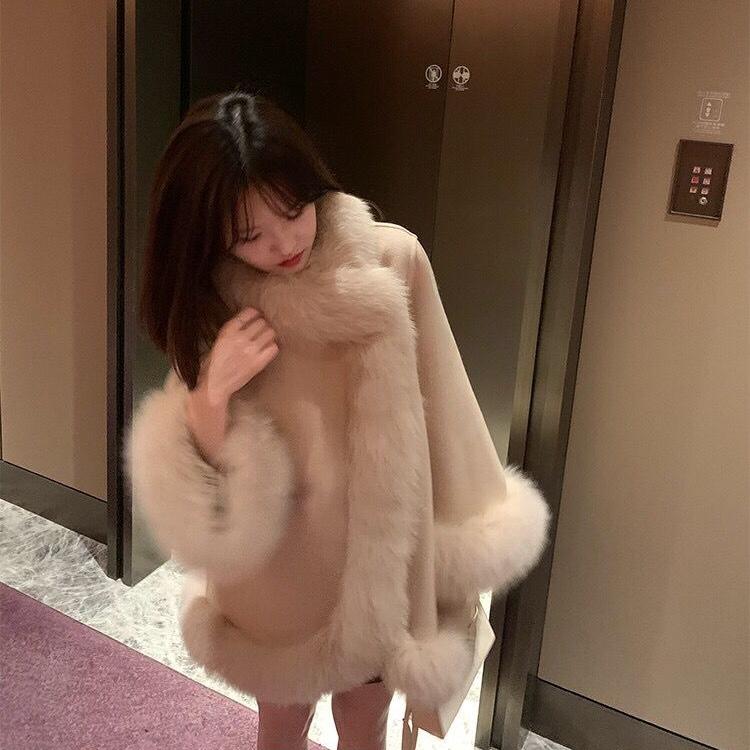 Утолщенная накидка, женская длинная шерстяная куртка, зимнее пальто в стиле пэчворк