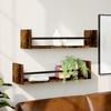 VidaXL Wall Shelves with Bars 2 Pcs Smoked Oak 60x16x14 Cm 835436