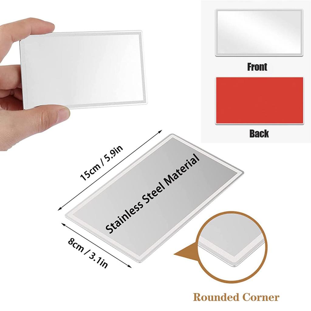 Car Sun Visor Vanity Mirror Stainless Steel Auto Makeup Mirror Unbreakable Rear View Sun Shading Cosmetic Mirror