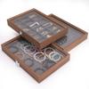 Luxury Walnut Wood Dustproof Rectangle Jewelry Storage Container Ring Pendant Bangle Jewelry Organizer Box Case for Collection