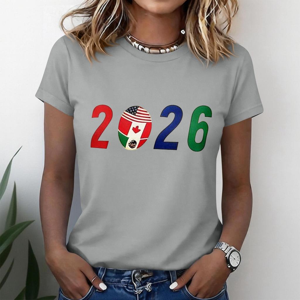 Women's Casual Short Sleeve T-Shirt Crew Neck 2026 Soccer Graphic Print Lightweight Soft Fabric Comfortable Fit