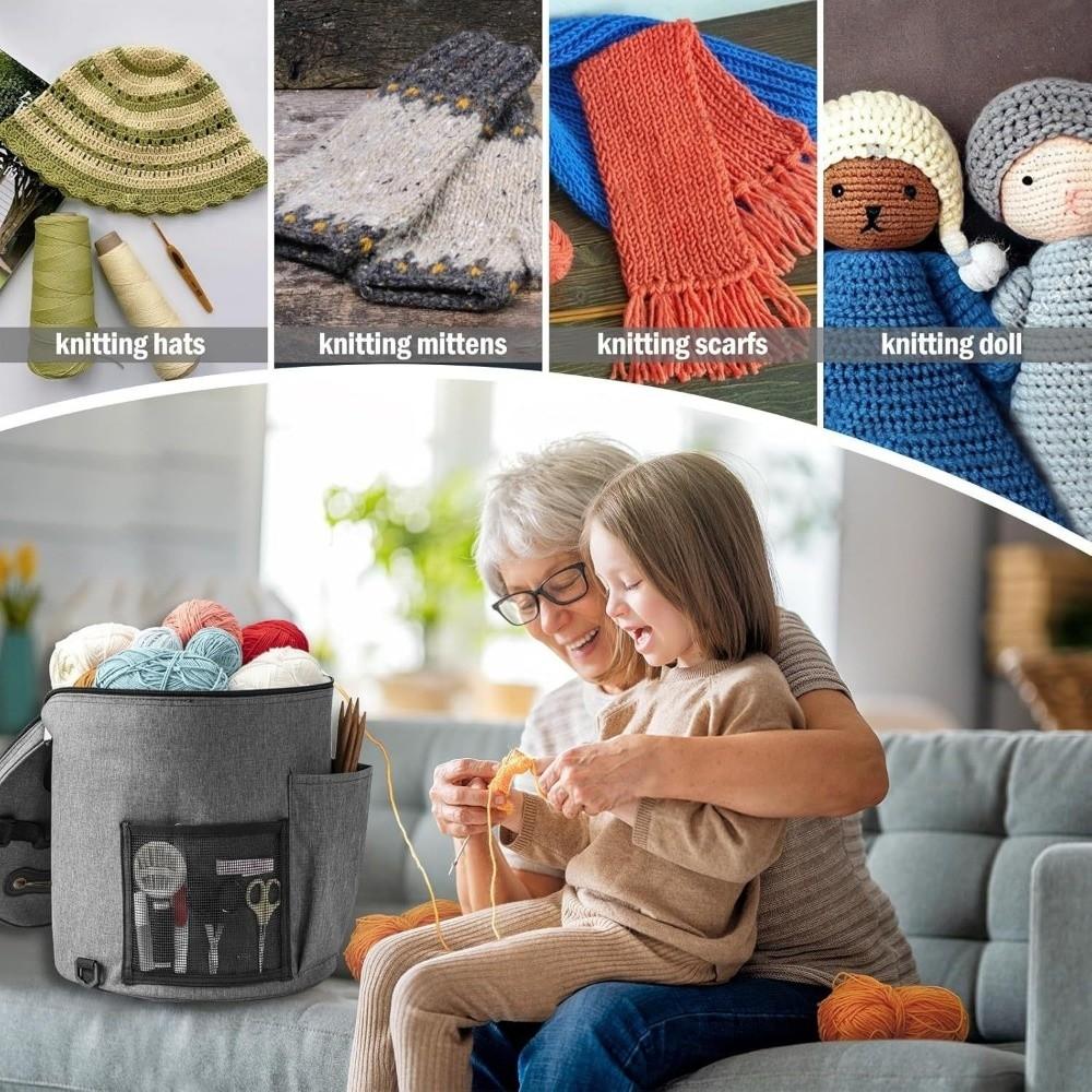 Front Pocket Yarn Storage Bag Large Capacity Knitting Tool Storage Bucket Craft Supplies Use